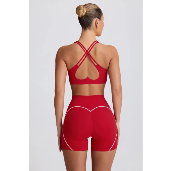 Heart-shaped color-blocking yoga fitness set bra + shorts B6006+K5007